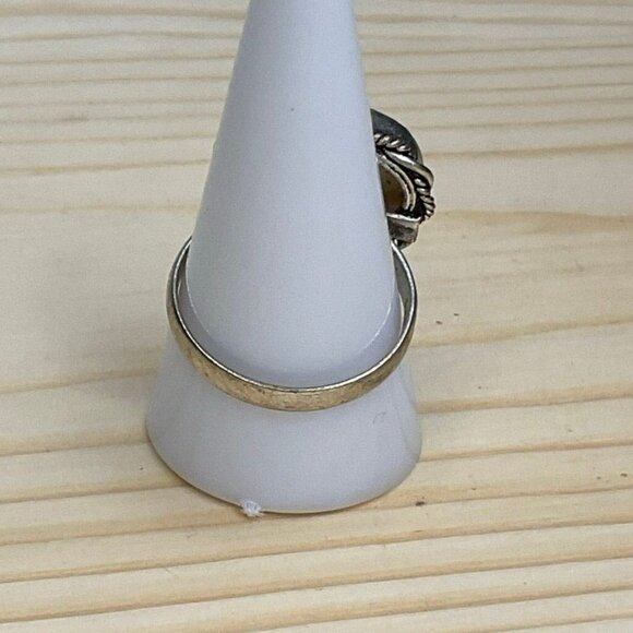 Vintage Silver Ring With Teardrop Agate Natural Stone Semi Precious - Picture 6 of 10